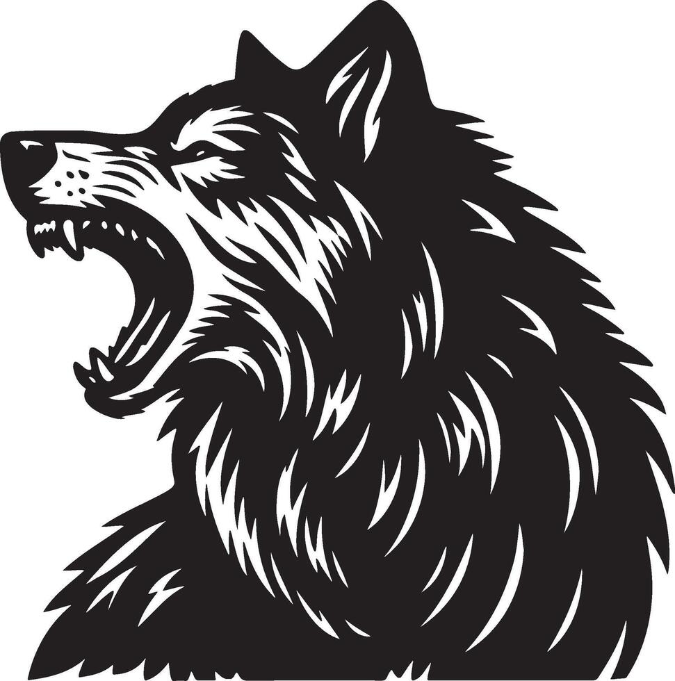 Wolf Head Roar Illustration. vector