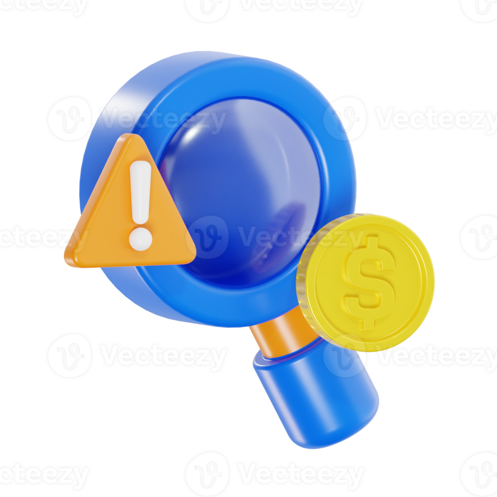 Financial Search Problem with Alert Icon and Coin png