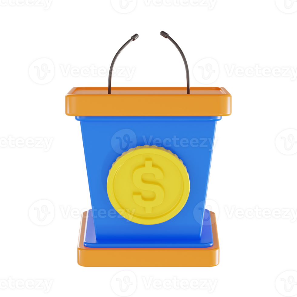 Public Speaking on Finance with Dollar Coin Symbol png