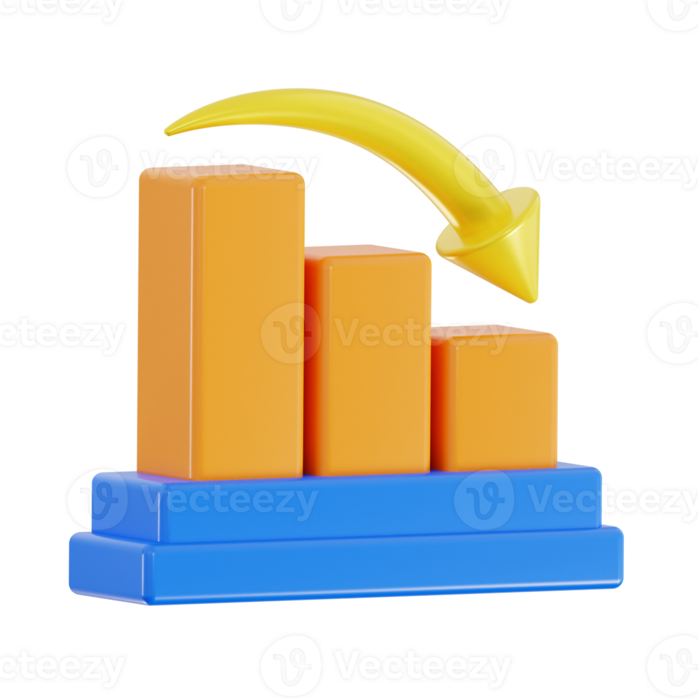 Yellow Arrow Showing Financial Loss on Graph png