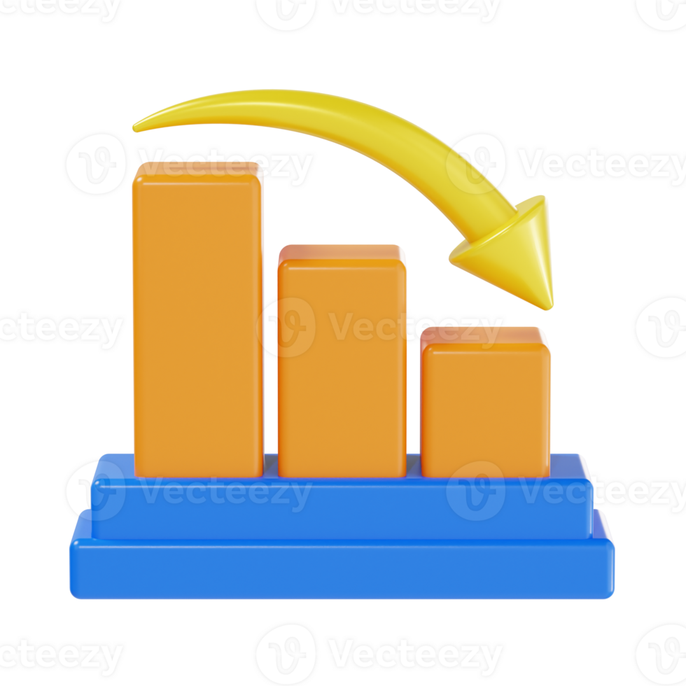 3D Render of Financial Loss with Downward Trend png