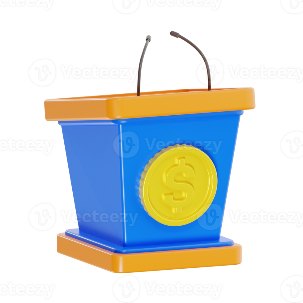 3D Render of Financial Speech with Money Symbol png
