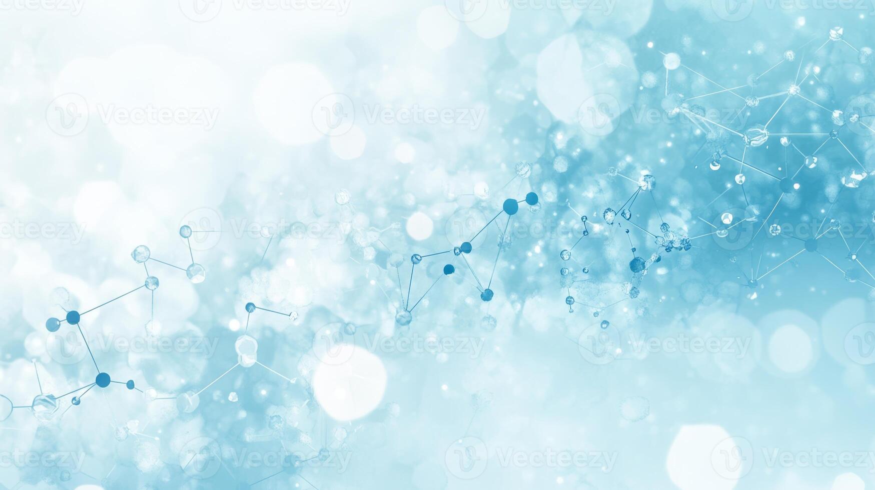 Abstract molecular structure with light blue bokeh background photo