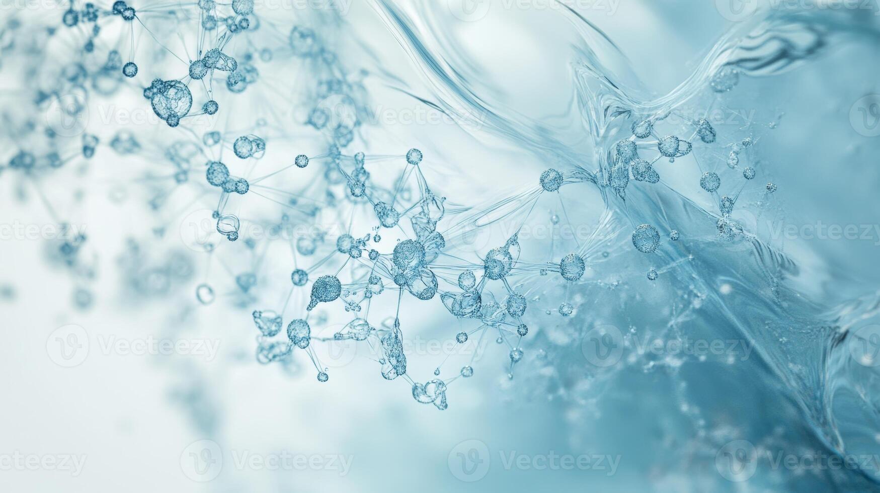 Abstract molecular structure in blue fluid environment photo