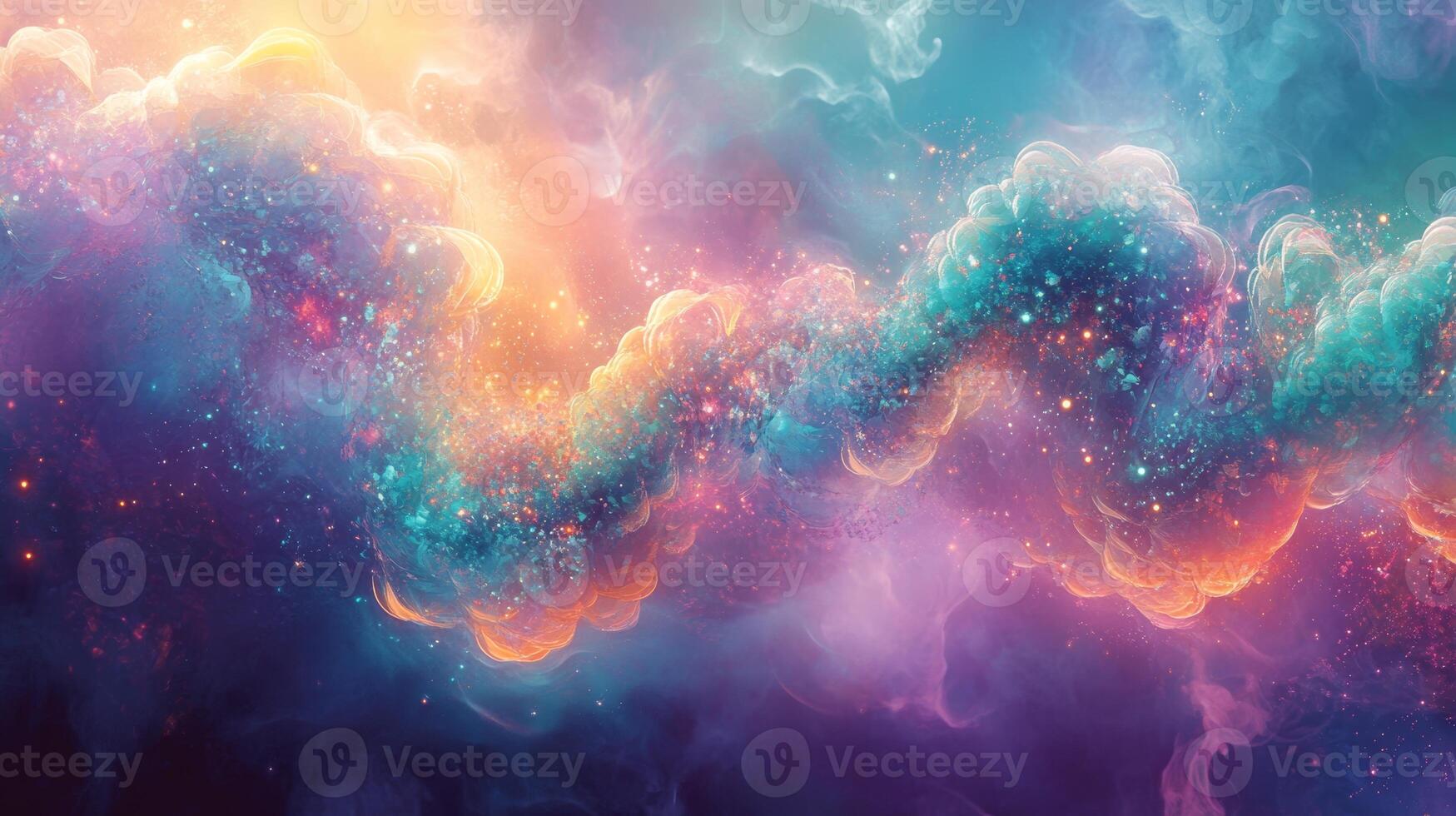 Ethereal cosmic nebula with vibrant colors and mystical swirls photo