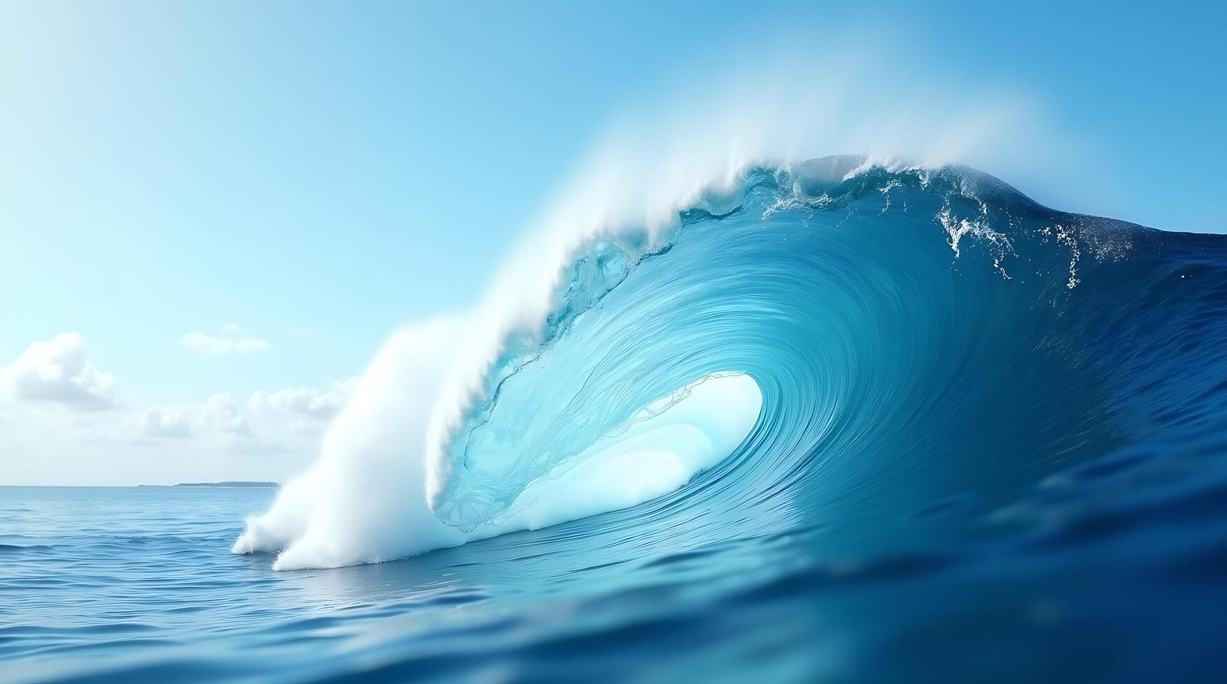 A large wave is breaking on the ocean photo