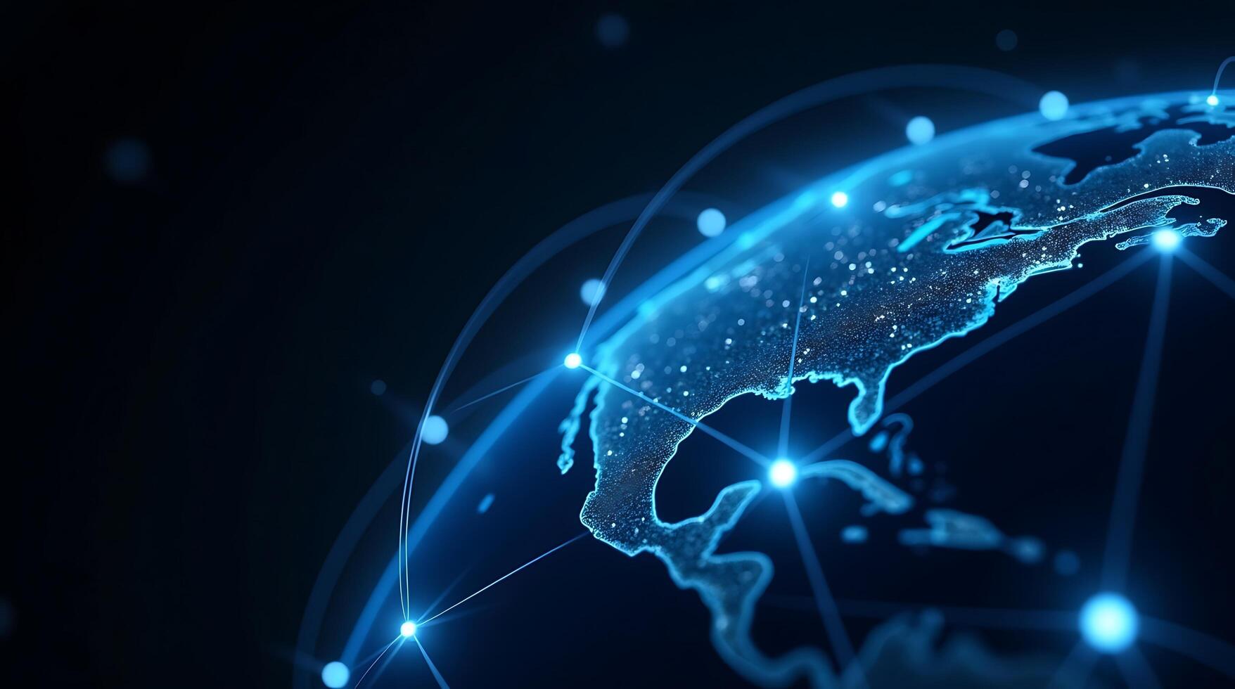 the world is connected with network lines photo