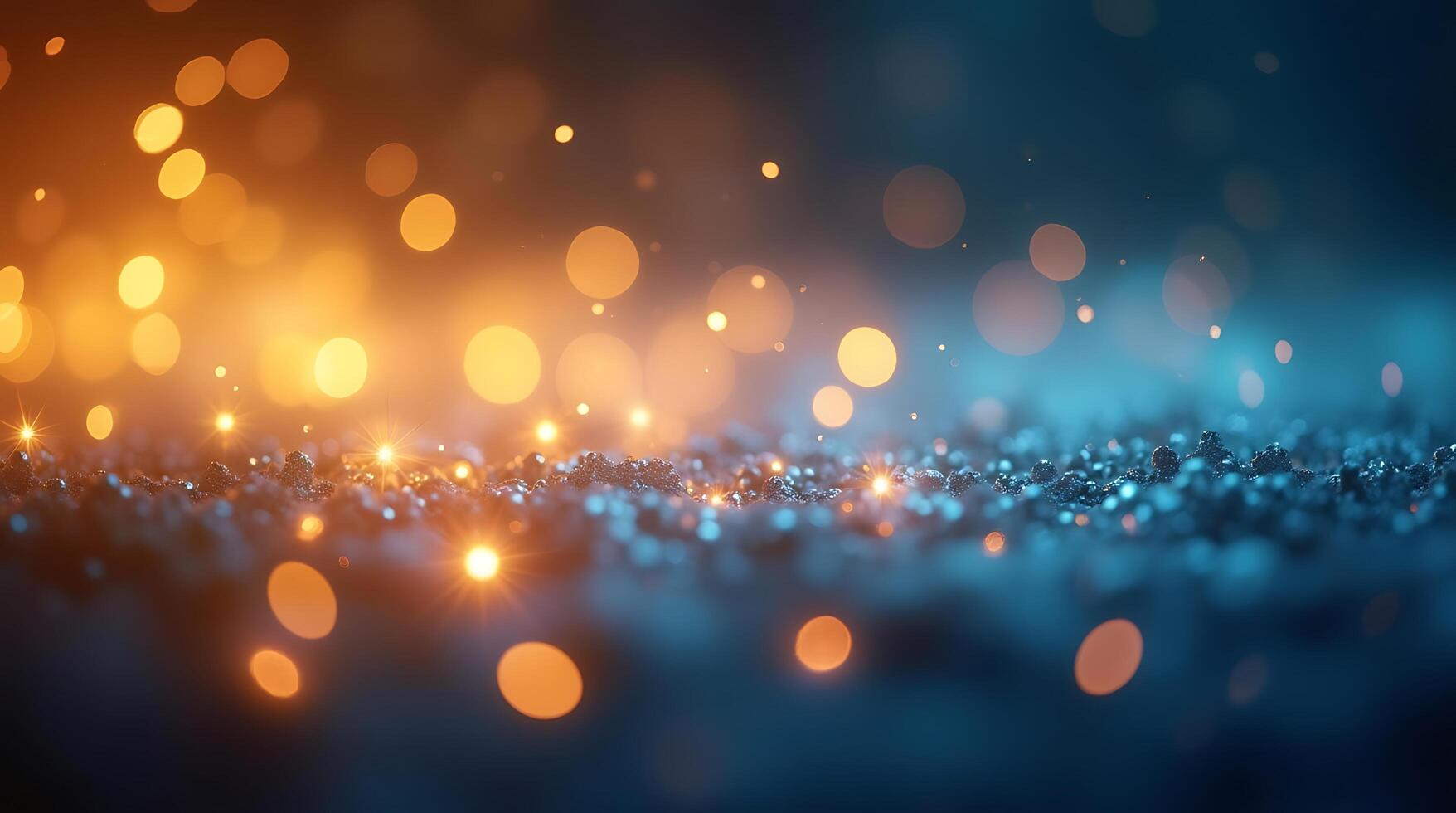 Bokeh lights on pebbled ground with dark gradient background photo
