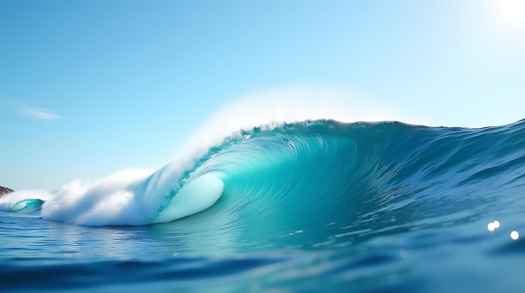 A large wave is breaking on the ocean photo