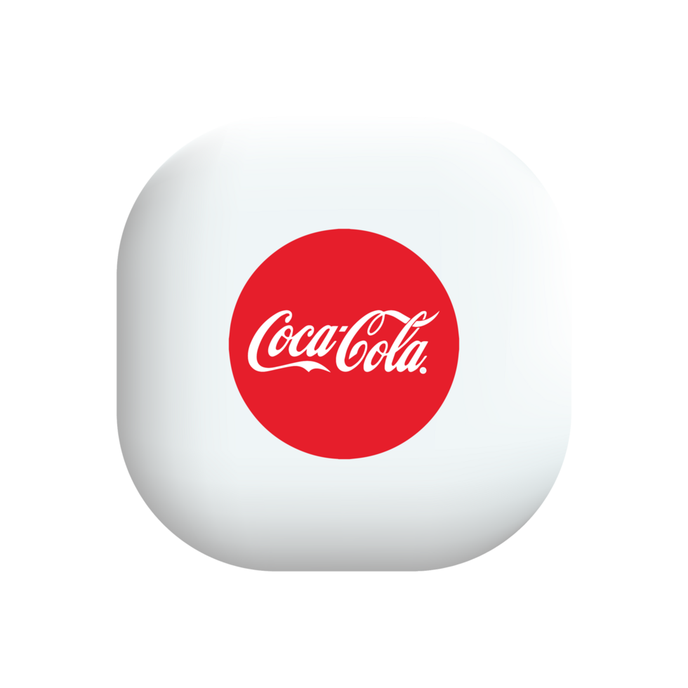 Coca cola logo on a white button sign sign png