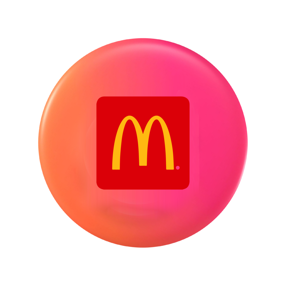 A mcdonald's logo on a pink and orange ball flat png