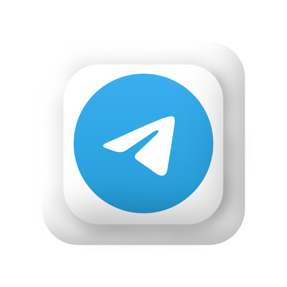 The telegram logo is shown on a white button flat png