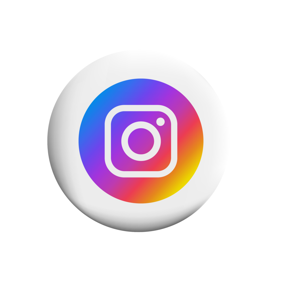 A white button with an instagram logo on it flat illustration flat png