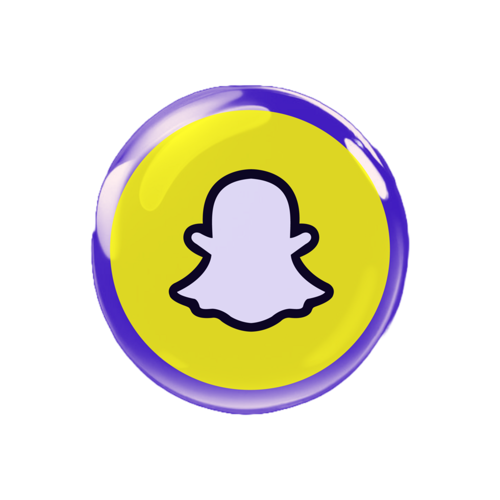 Snapchat logo in a yellow and purple circle flat png