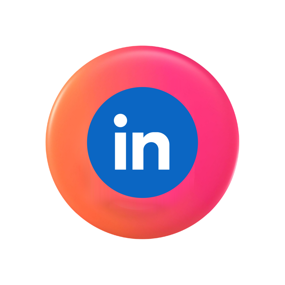 Linkedin logo on a pink and orange button flat png