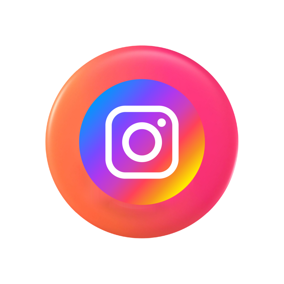 A colorful button with the instagram logo on it flat png