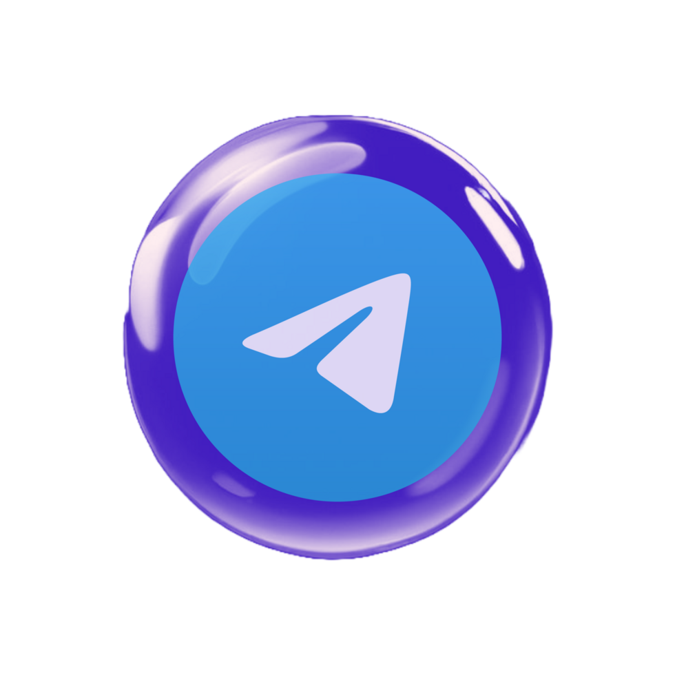 A blue and purple bubble with the telegram logo png