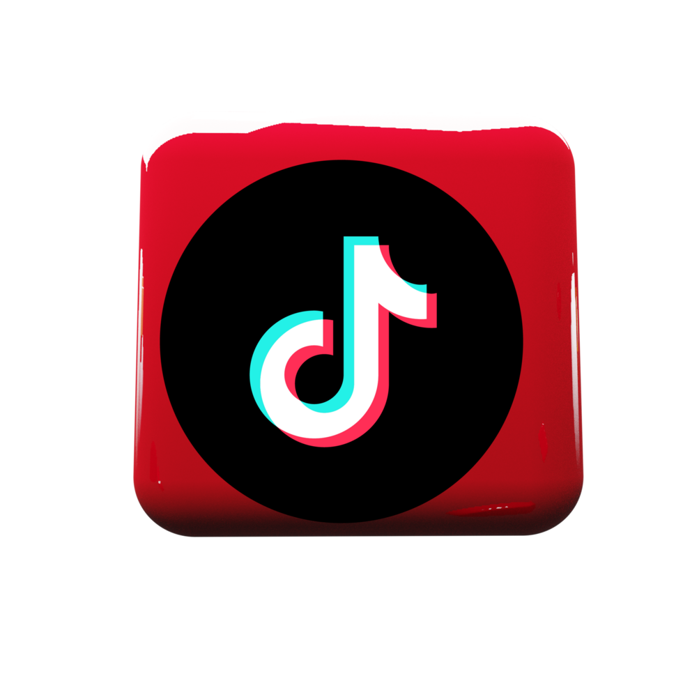Tiktok logo on a red square button png