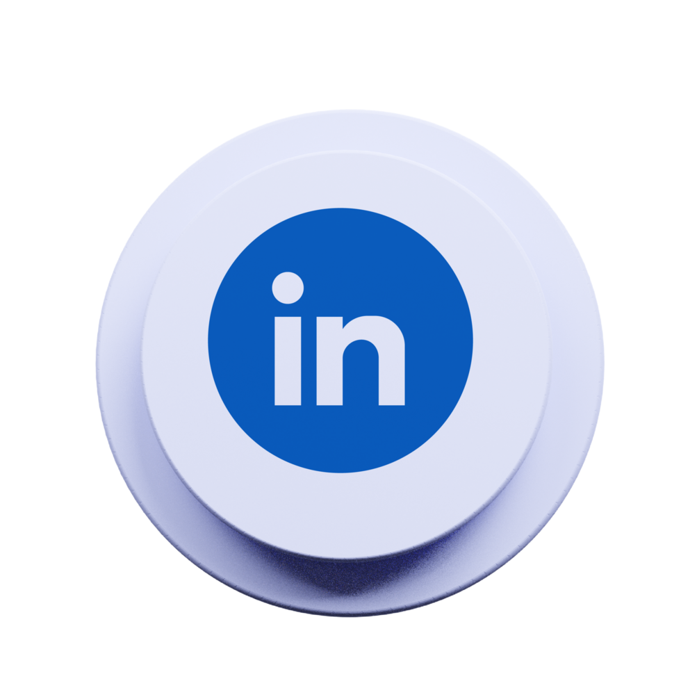 Linkedin logo on a button flat png