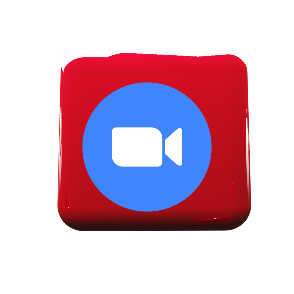A red button with a blue and white icon flat png