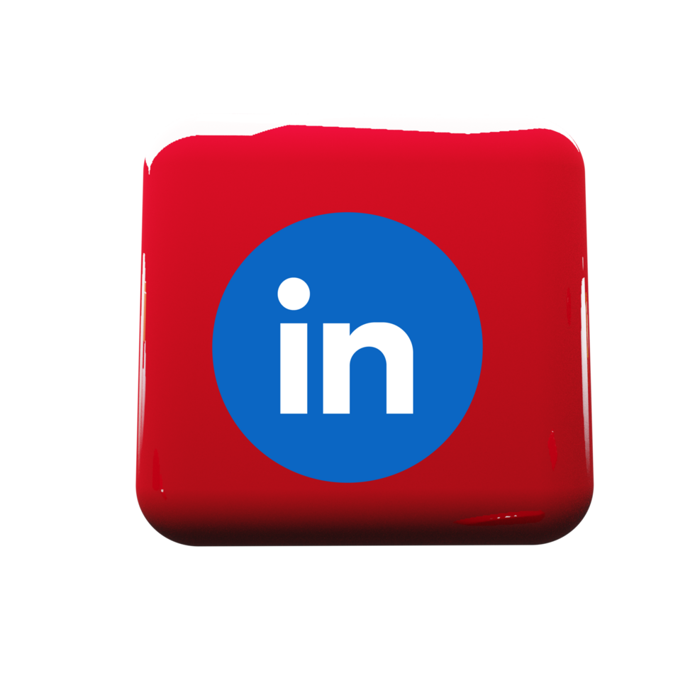 A red button with a blue linked logo png