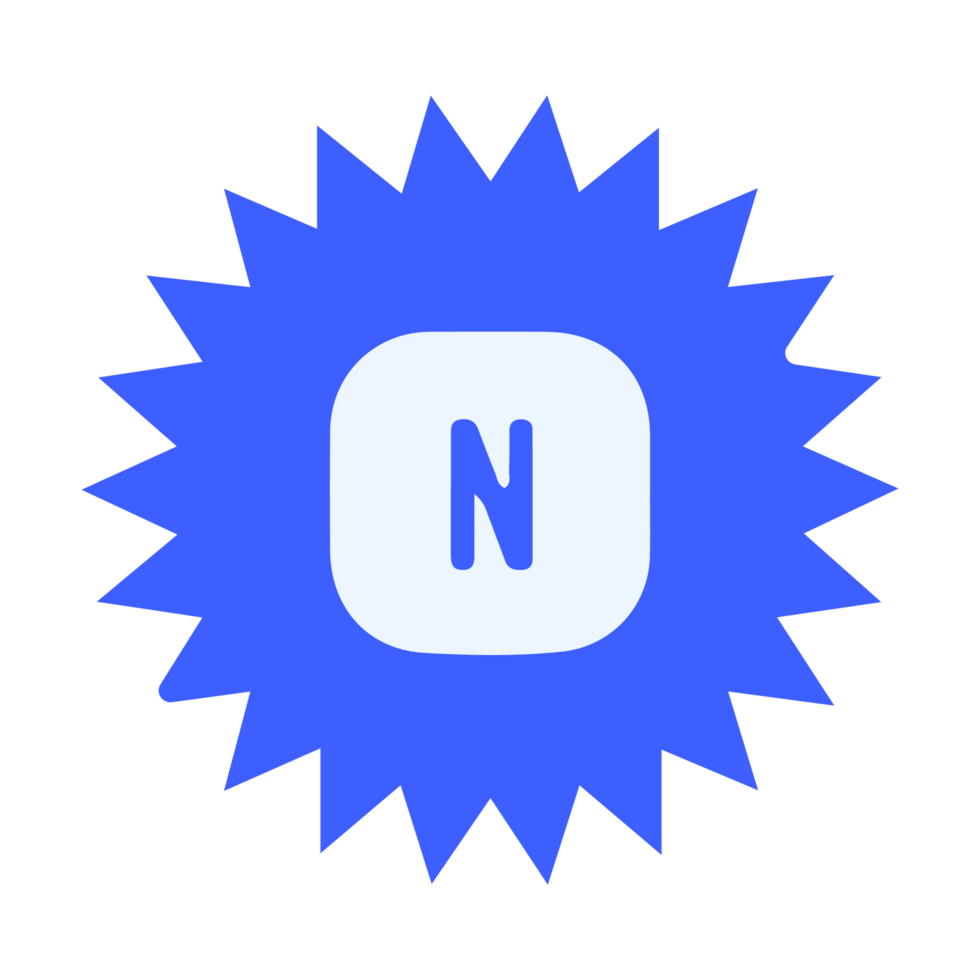 The n logo in blue and white flat png