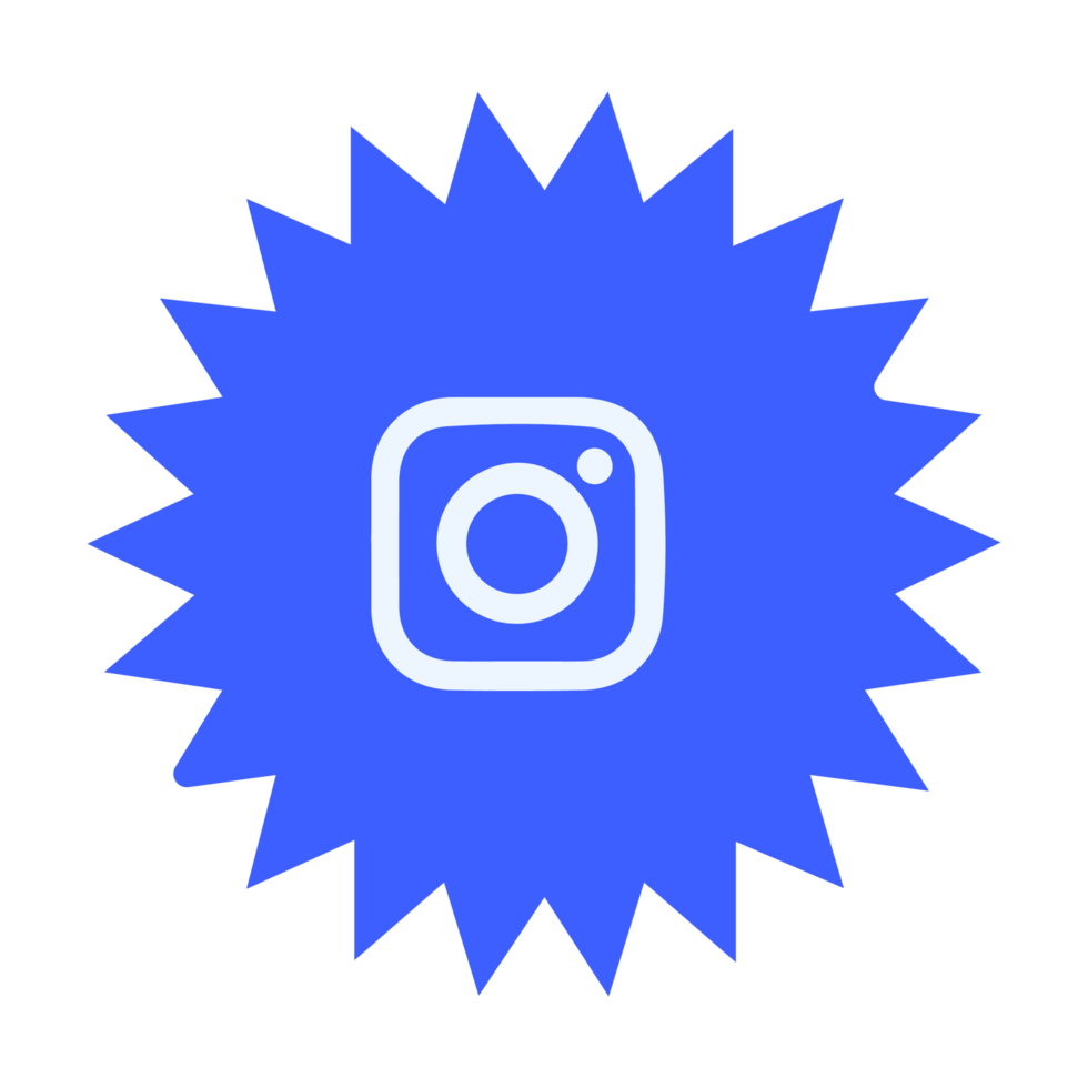 A blue star with an instagram logo on it flat png