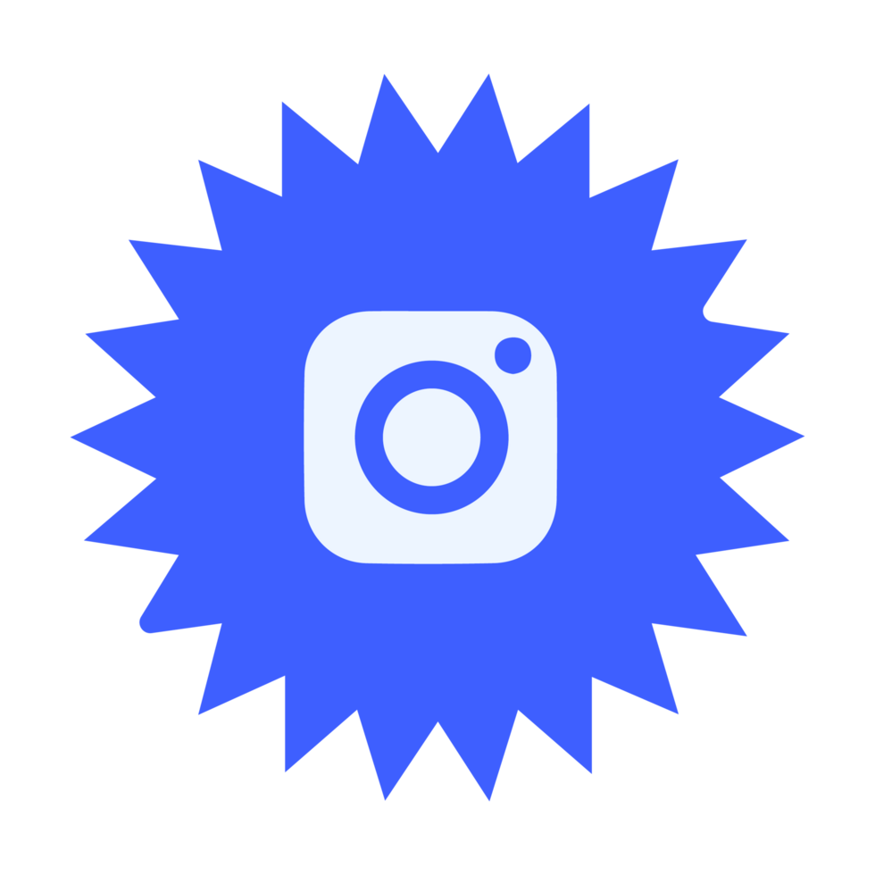A blue star with an instagram logo on it png