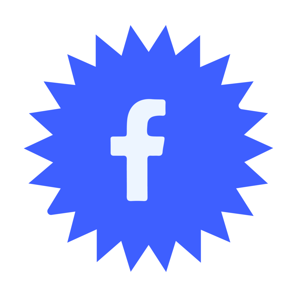 A blue starburst logo with the word facebook on it png