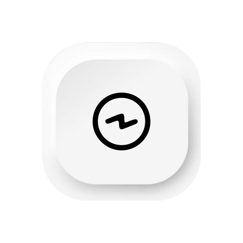A white square button with a black circle on it png