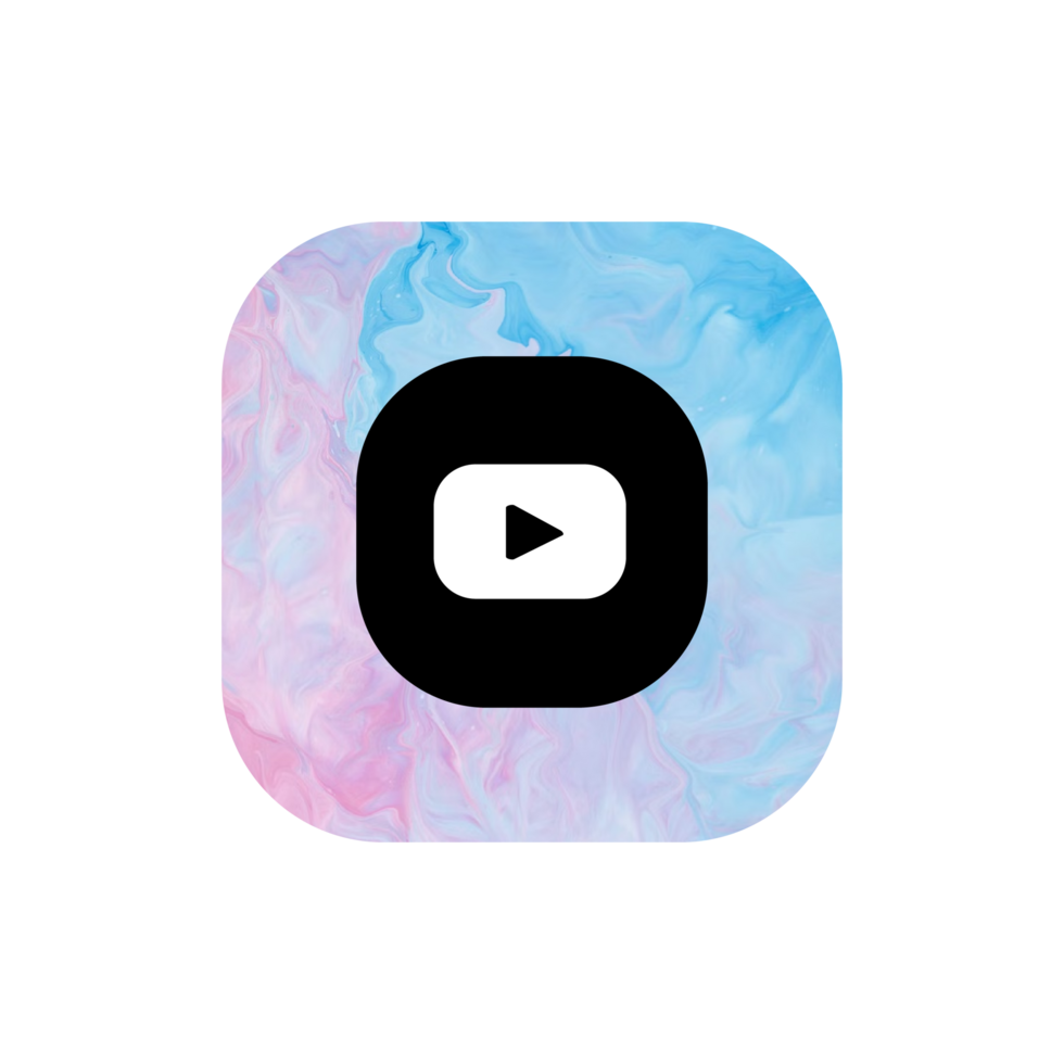 Youtube logo with a pink and blue swirl png