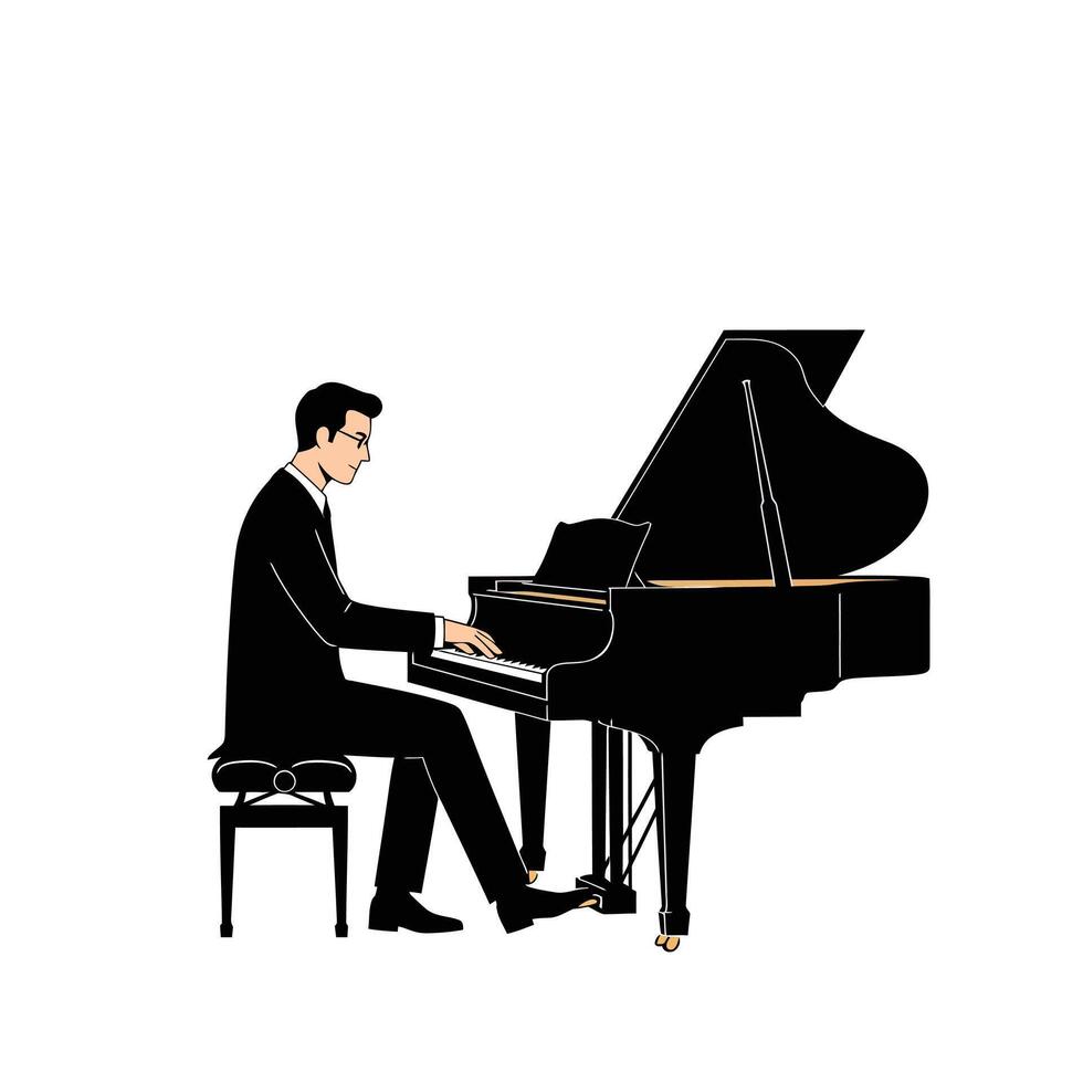 A male in a suit is playing the piano vector