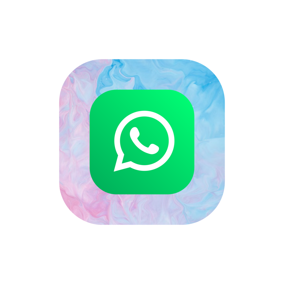Whatsapp icon on a pink and blue background png