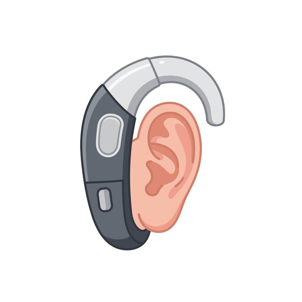 Hearing aid icon in cartoon style isolated on white background vector