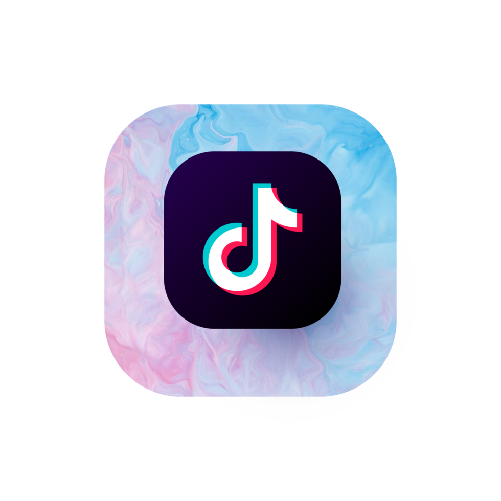 The tiktok logo on a flat shape png