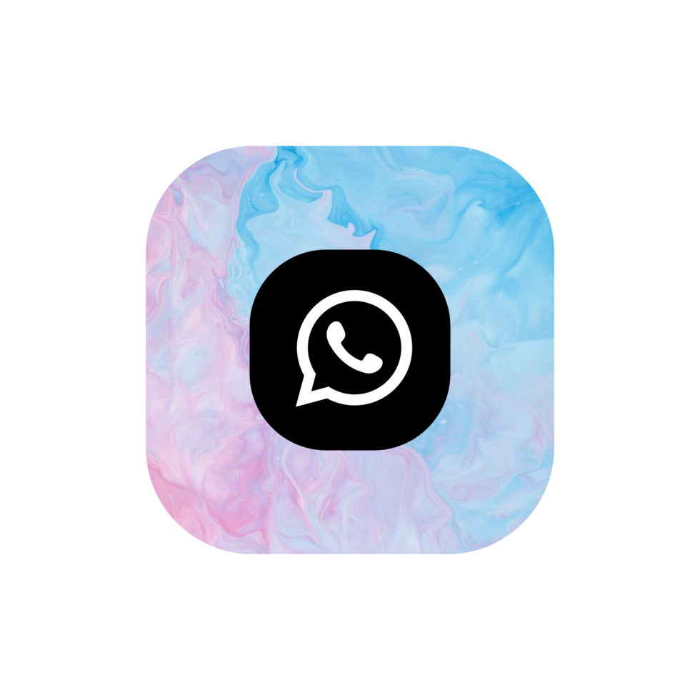 Whatsapp icon on a pink and blue shape png
