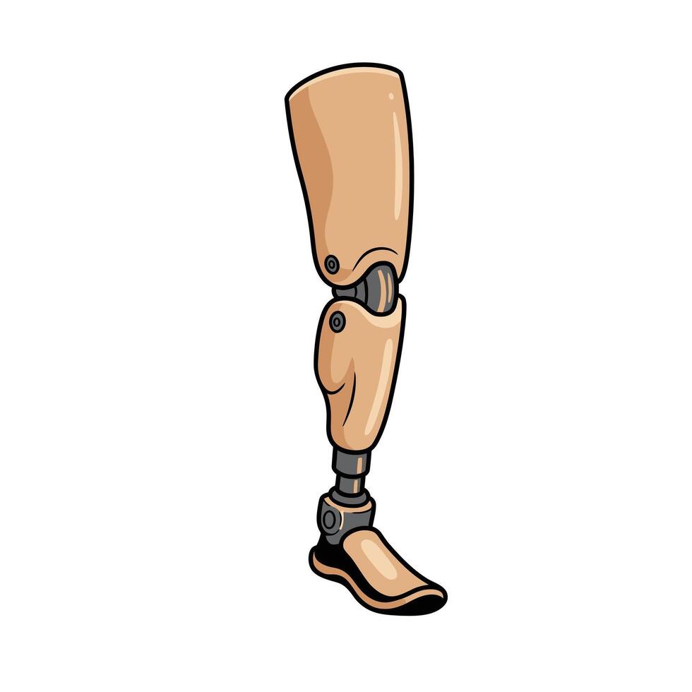 Prosthetic Leg With Realistic Skin Tone on a White Background vector