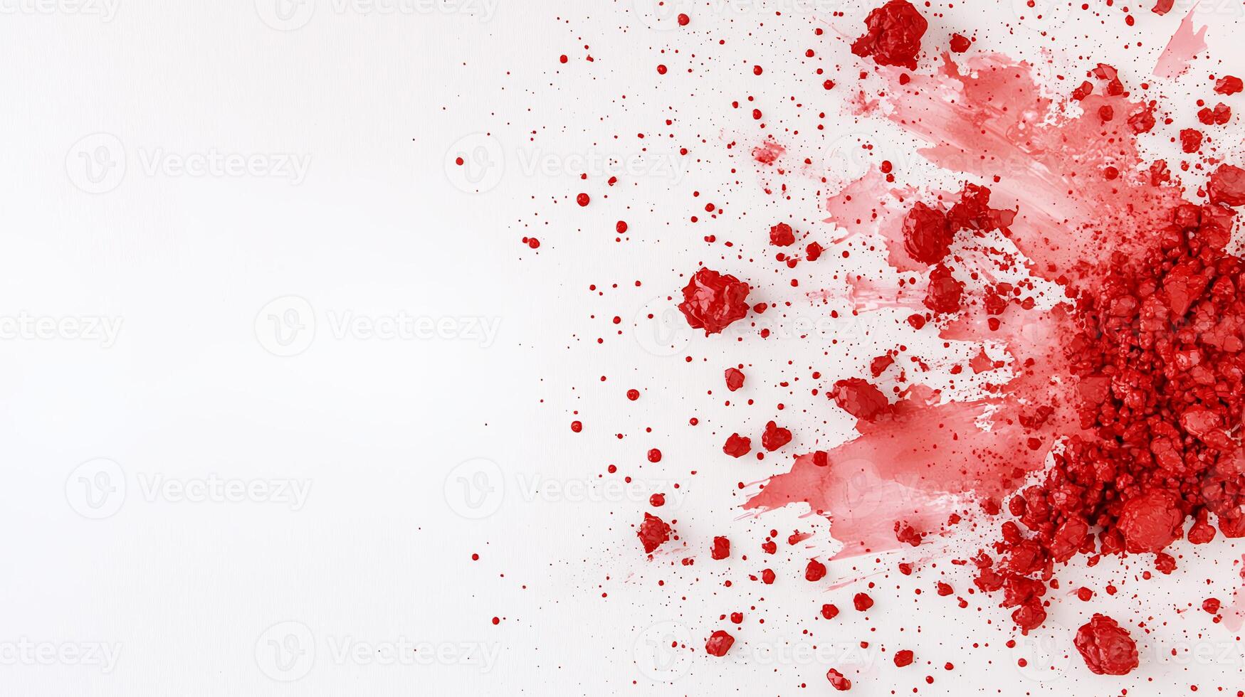 Abstract Red Pigment Explosion on White Background Energetic and Vibrant Color Composition photo