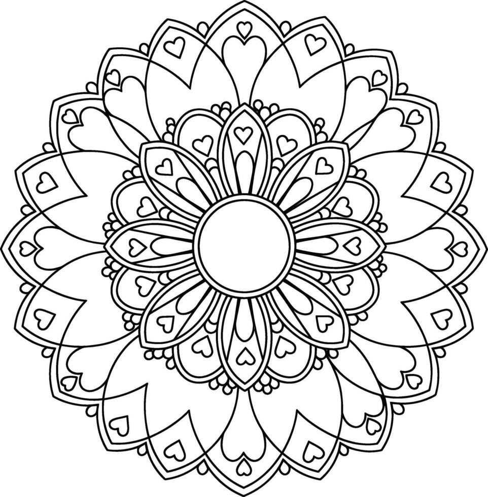 Large Flower Mandala With a Central Circle and Rounded Petals vector