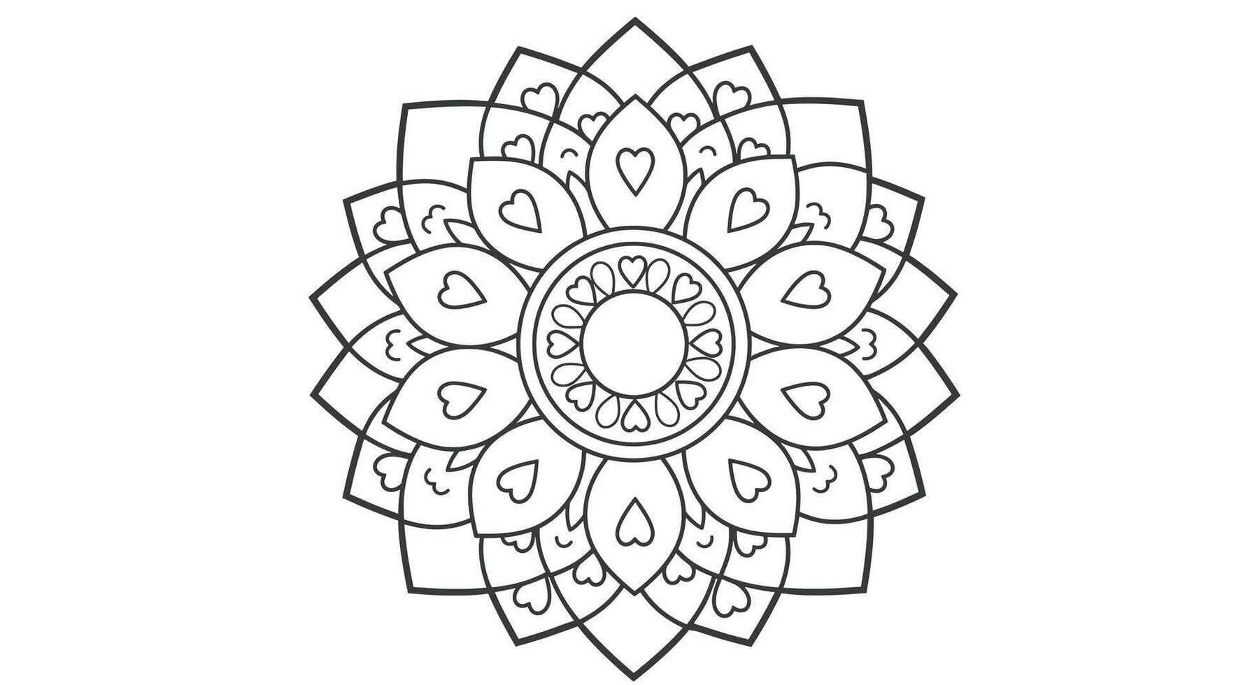 Large Flower Mandala With a Central Circle and Rounded Petals Radiating Outward vector