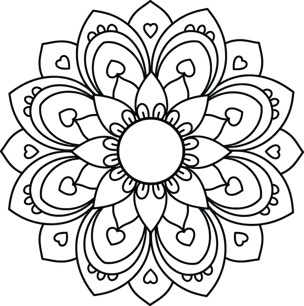 Mandala Round and Hearts on Is Cornors. vector