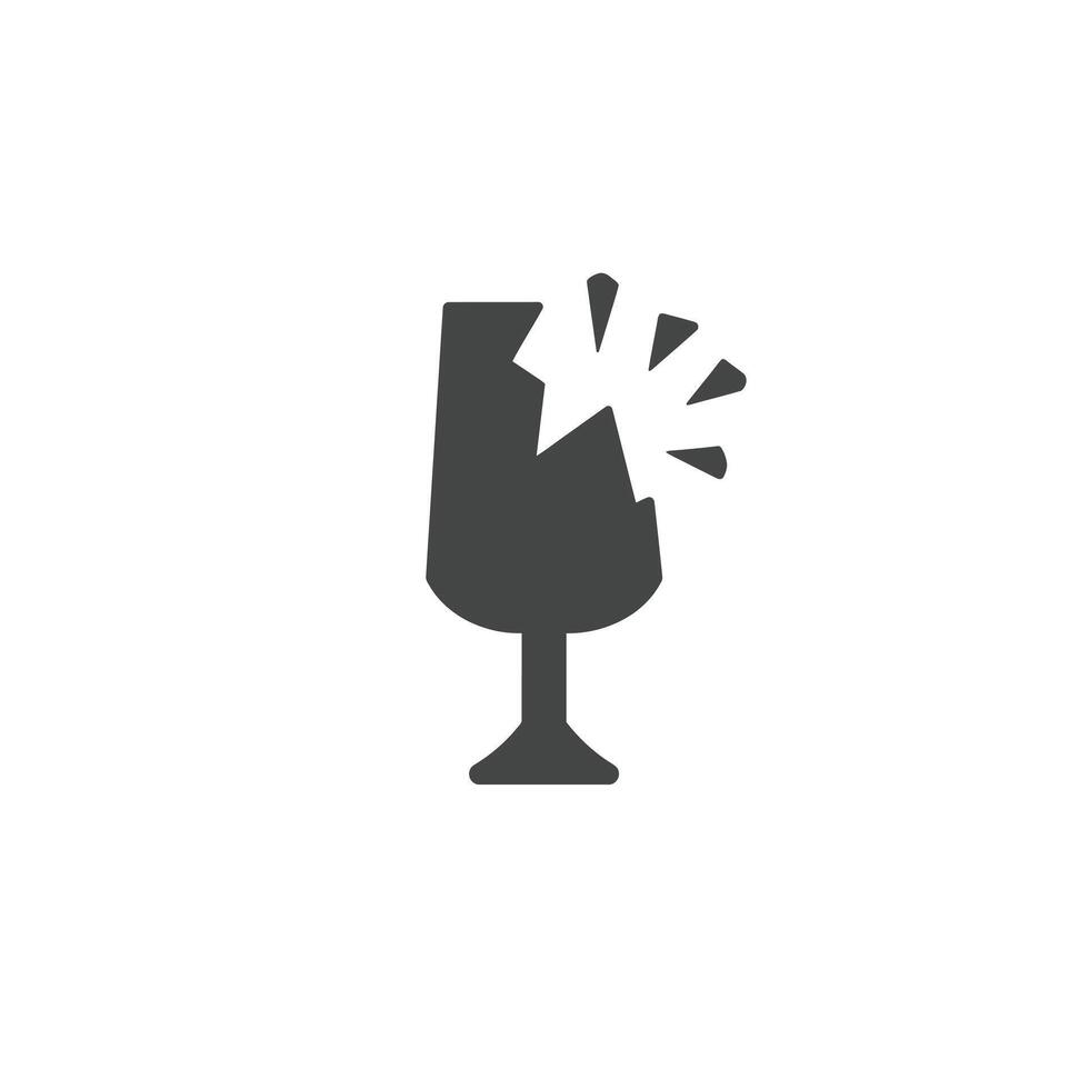A glass of wine with a broken stem icon vector