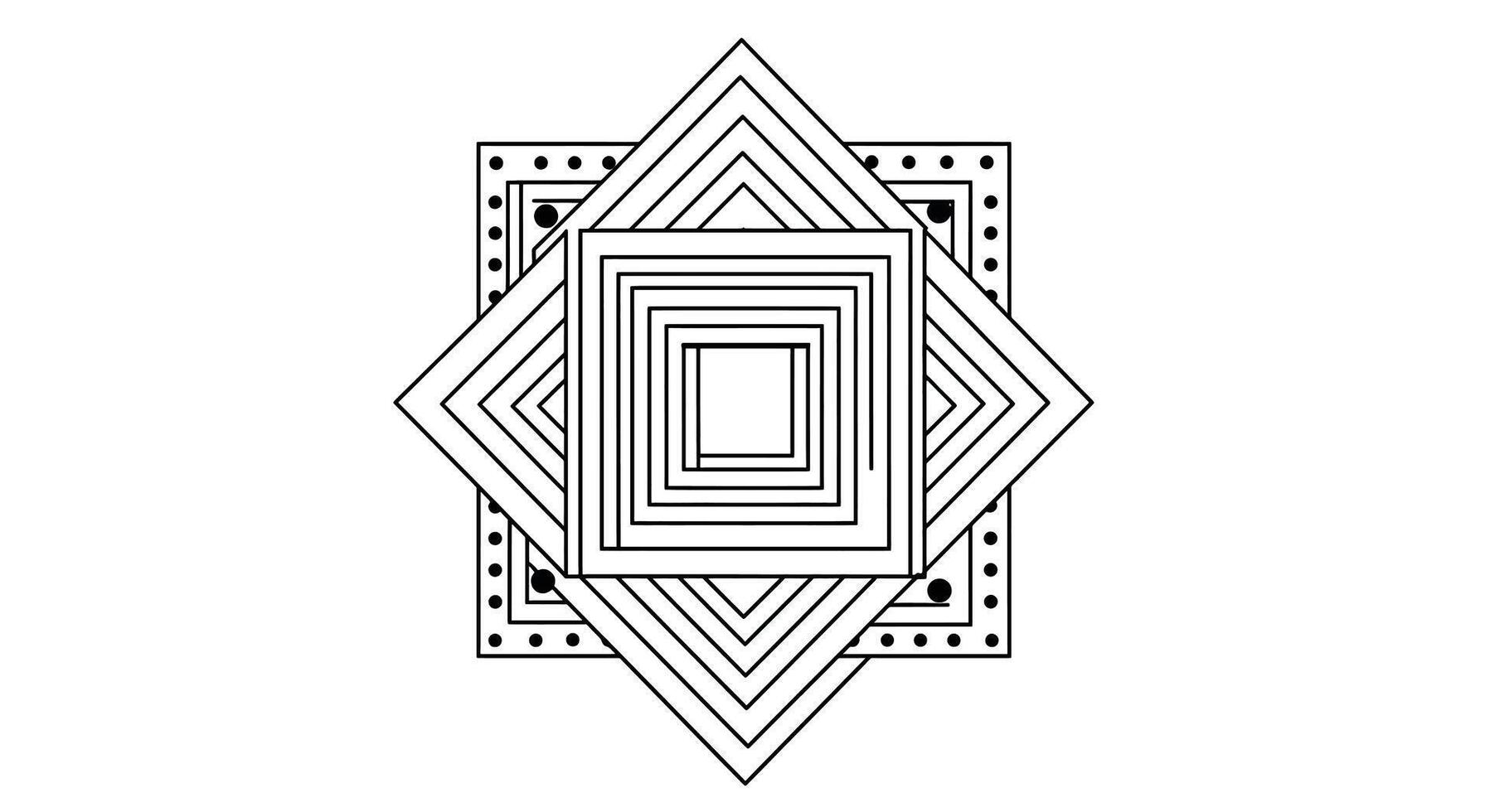 A Mandala With a Central Square Surrounded by Larger Squares Forming Layers vector