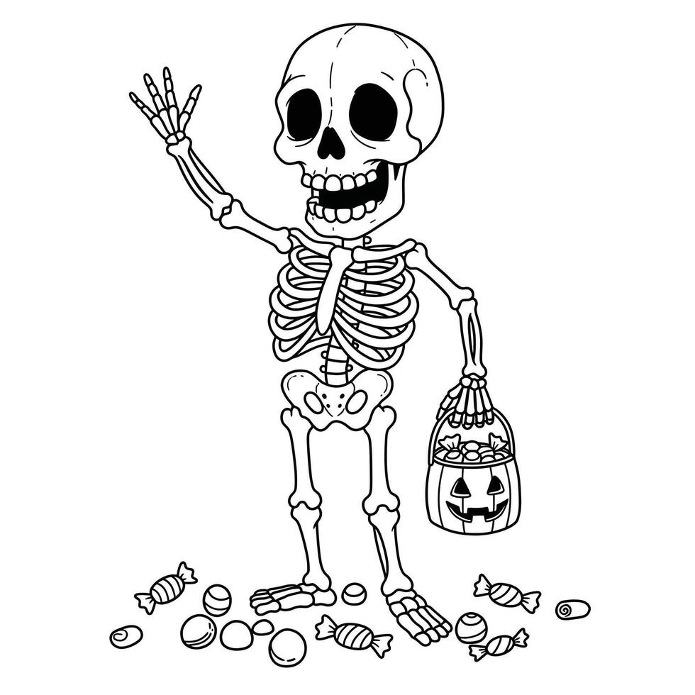 A smiling skull Halloween coloring pages for kids vector