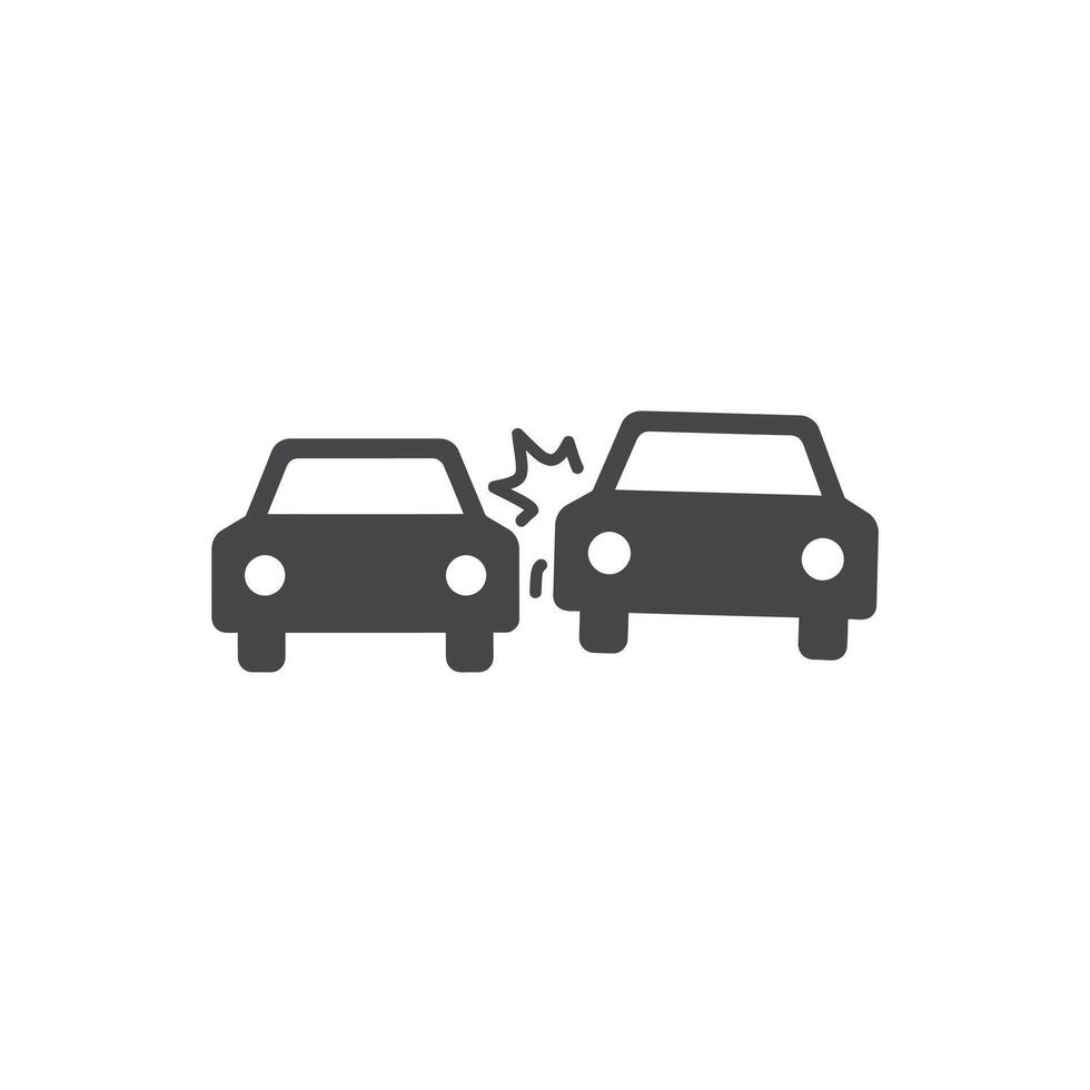 Two cars are in a collision, one is on the side of the road vector