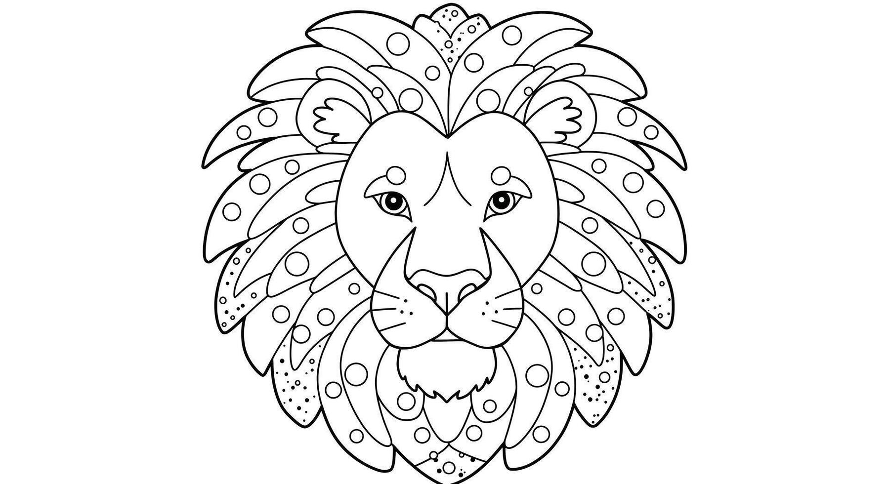 A Lion face coloring pages for kids vector