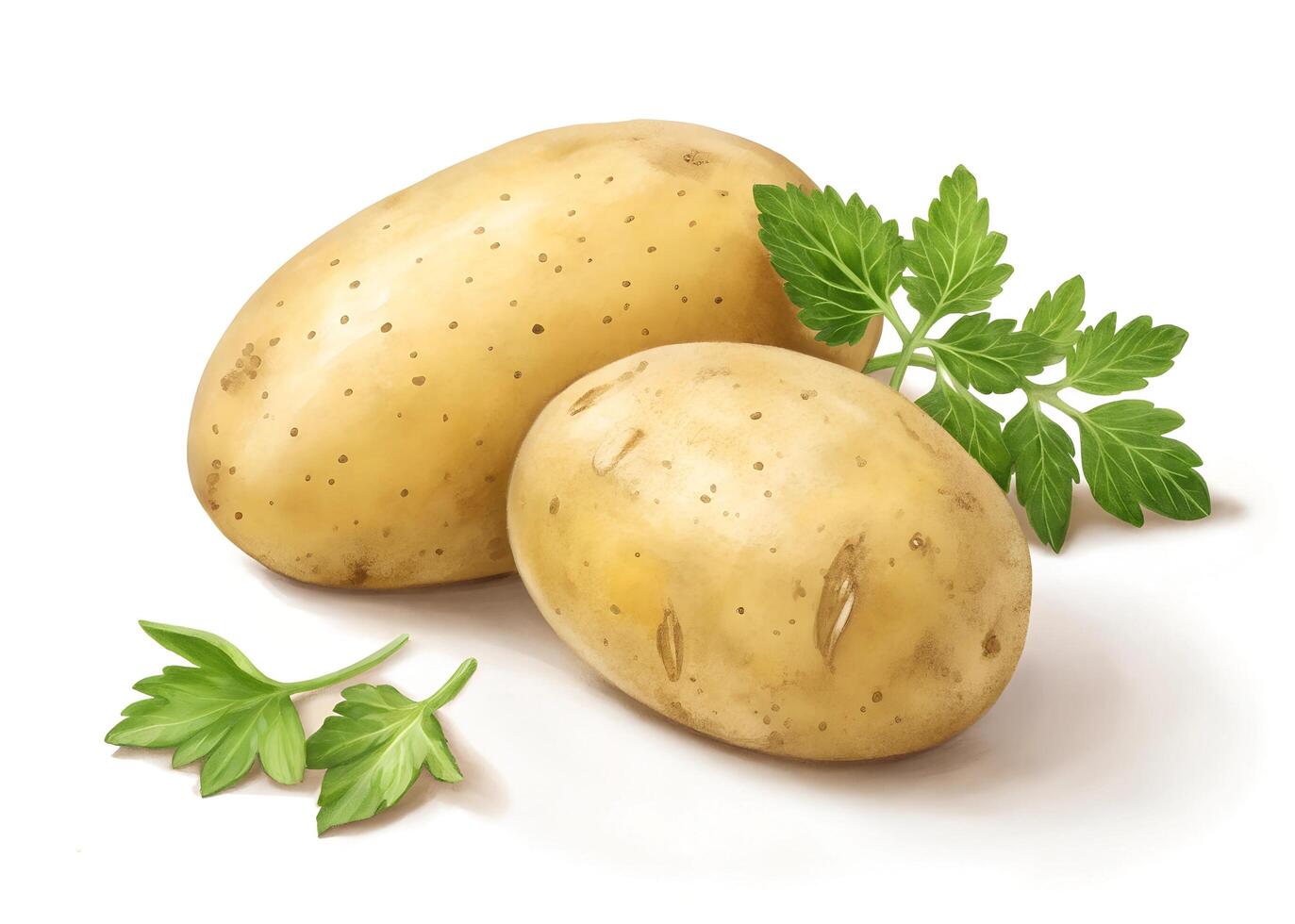 Two light brown potatoes with smooth skins, featuring small eyes and slightly irregular shapes photo