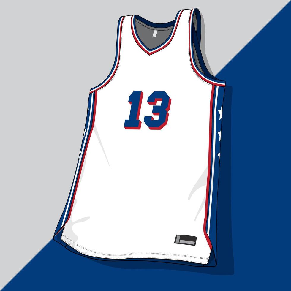 Retro style mock up of basketball jersey vector