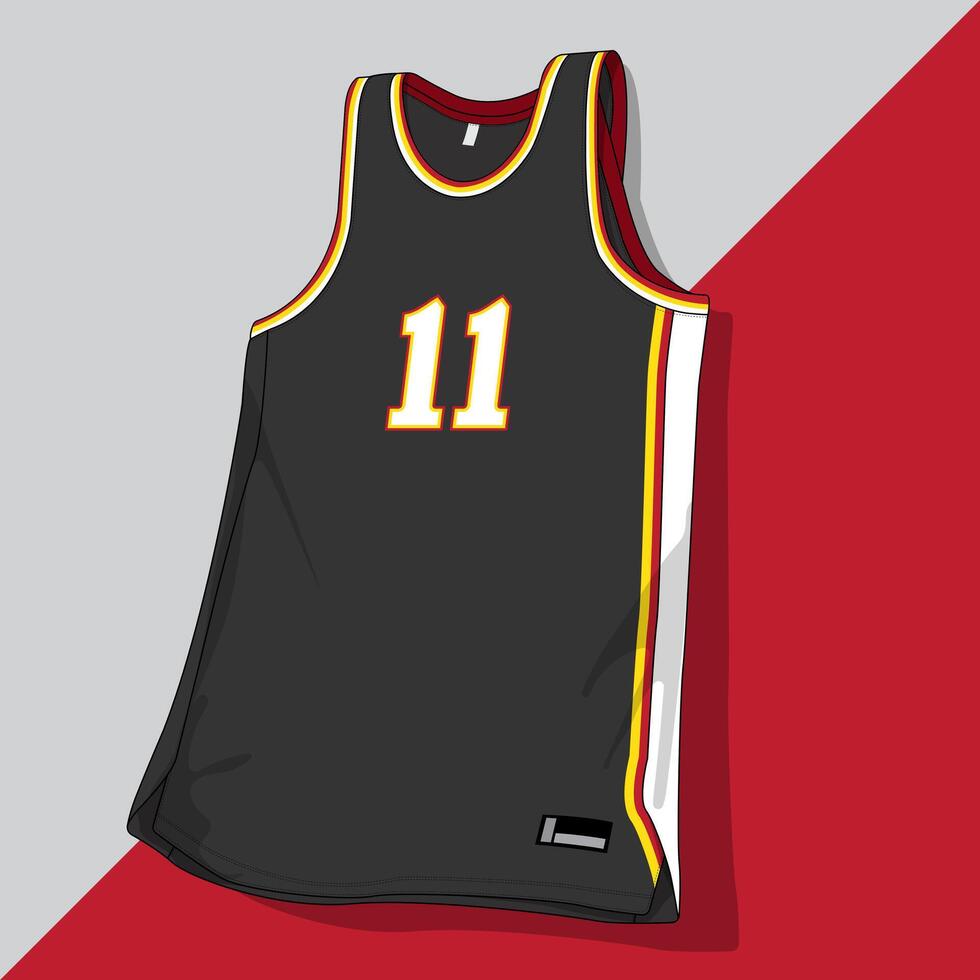 ROund neck design basketball jersey with side trim design vector
