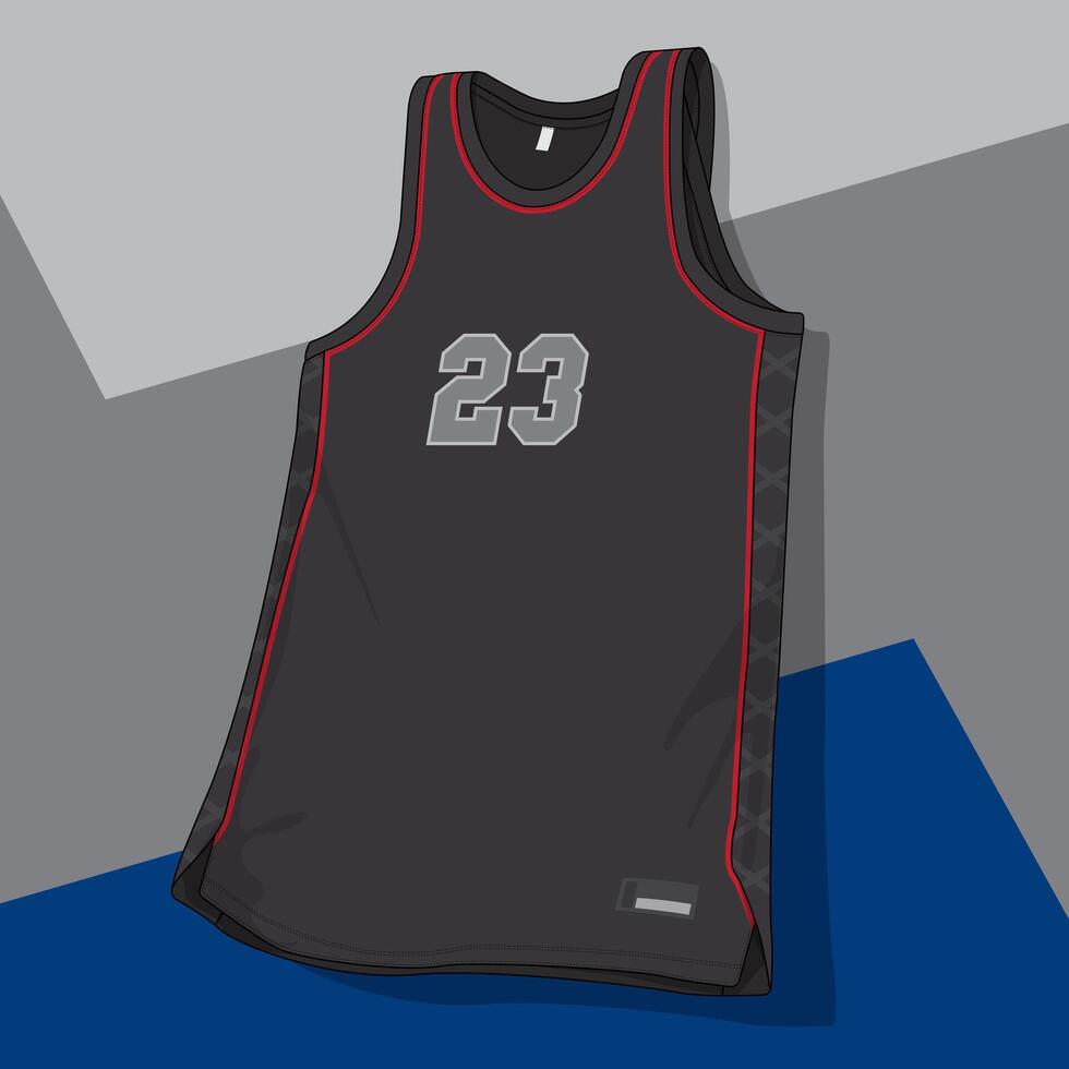 Basketball uniform with red lining design template vector